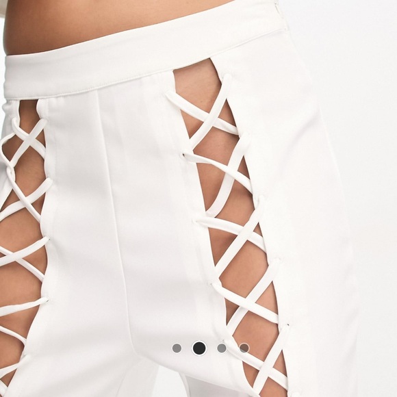 Lace front flare leg pants white - Picture 2 of 4